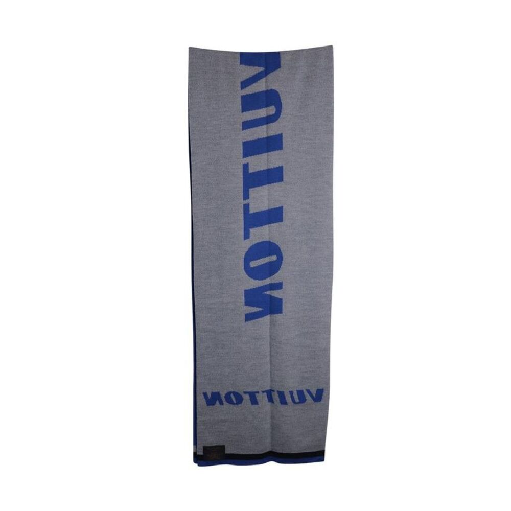 Pre Loved Louis Vuitton Forward Scarf in Blue Wool - Picture 3 of 6